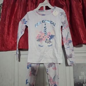 Tahari Stay Magical Unicorn Pajama Set - Pink and White